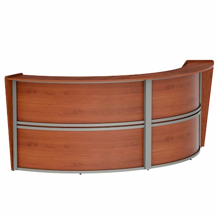 Linea Italia Reception Desk 49 in D X 46 in H, 10.3 ft W X Thermofused Laminate, Clear, Cherry ZUC296